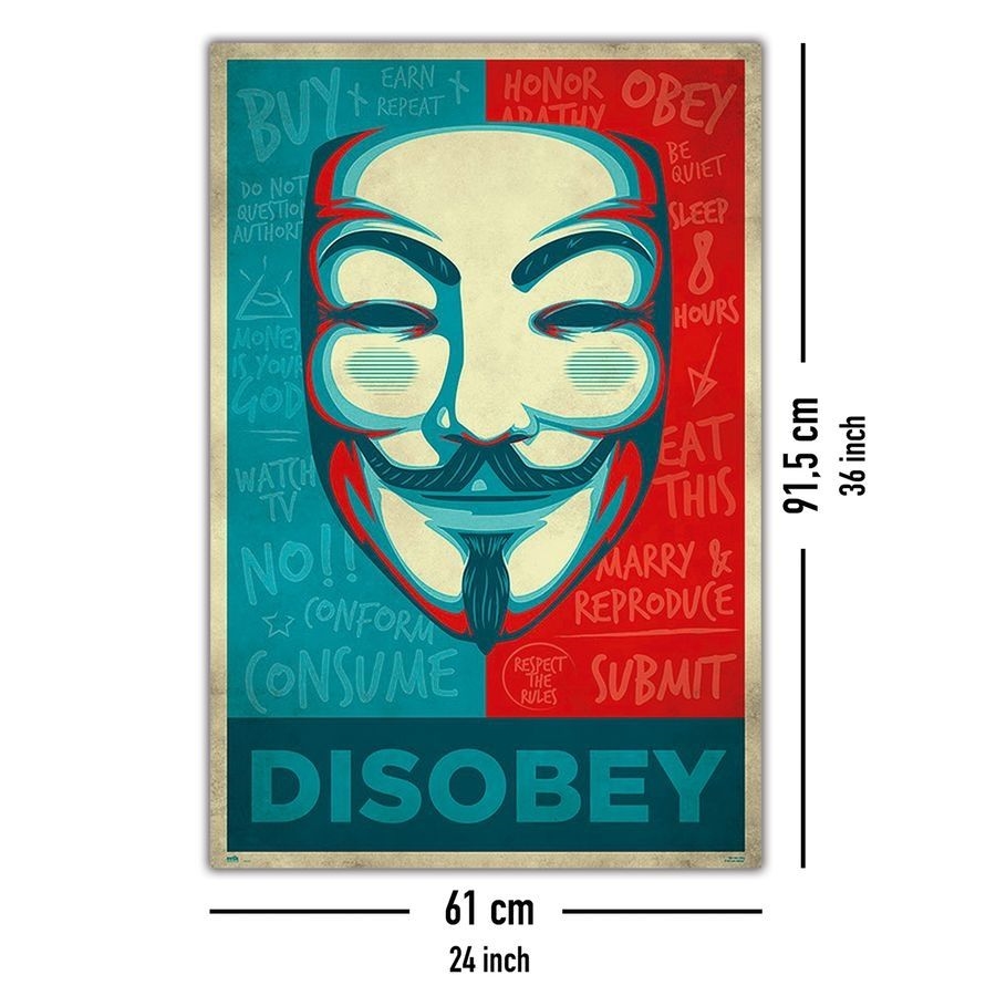 V For Vendetta - Maske Disobey, Poster